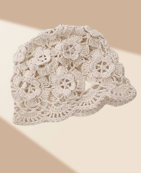 Beige Hand-Crocheted Bucket Hat