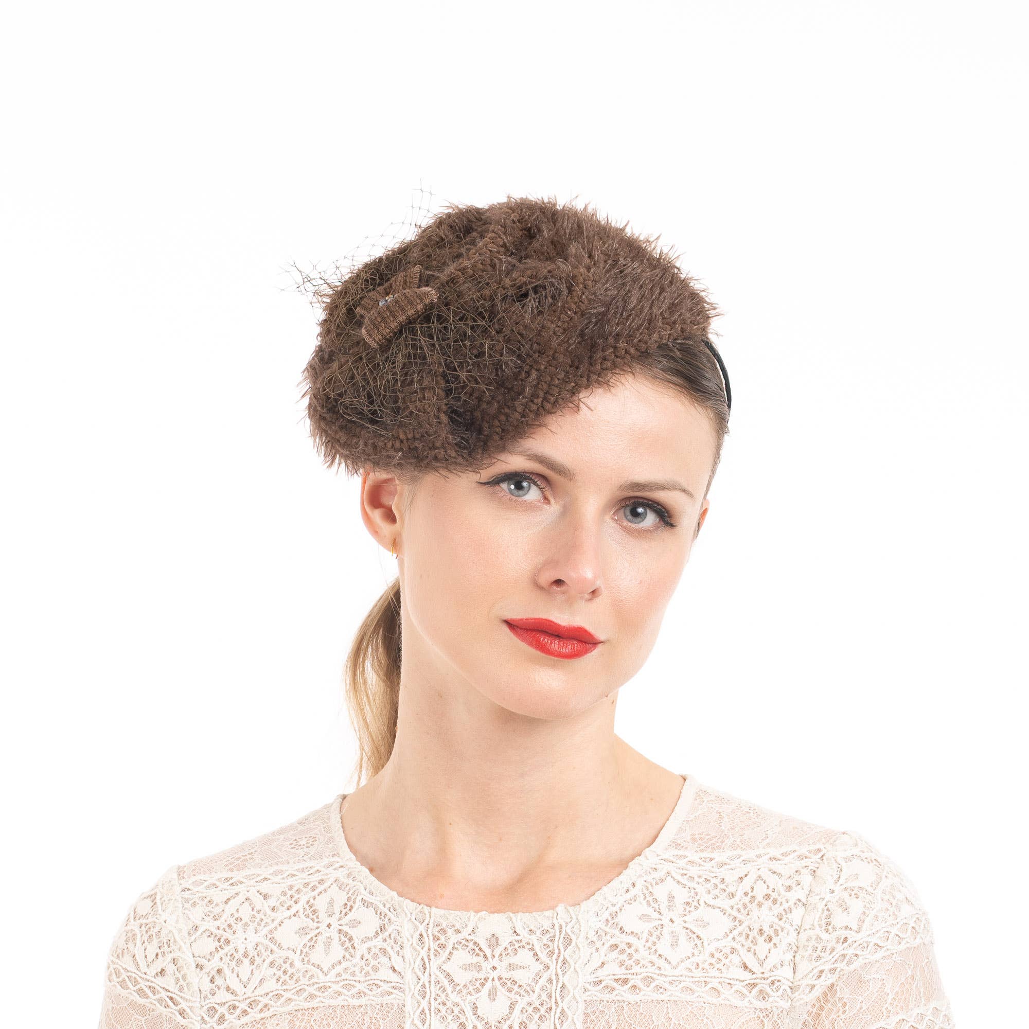 Brown Chenille Fascinator