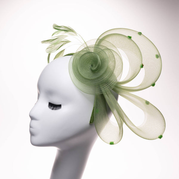 Crinoline Flower Bow Feather Headband Fascinator Cocktail: Gold