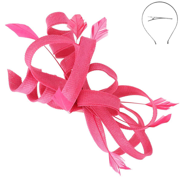 3-Piece Flax Fabric Fascinator Headband and Clip: Black