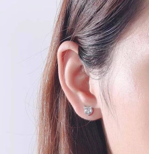 Sterling Silver Fox Mask Equestrian Stud Earrings
