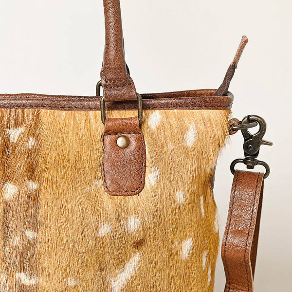 ADBG1230 American Darling Western Hair-On Cowhide Tote Bag with Genuine Leather Trim - Handcrafted Tote: ADBG1230