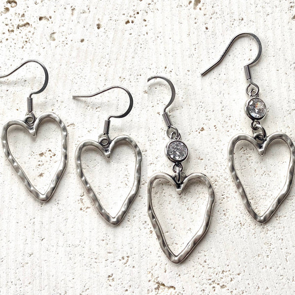 Heart Earrings Artisan Jewelry Boutique Salon Style: Simple no crystal connector