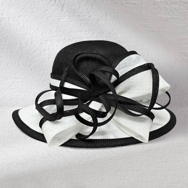Two Tone Bow Accent Elegant Sinamay Dressy Hat: Beige,Brown