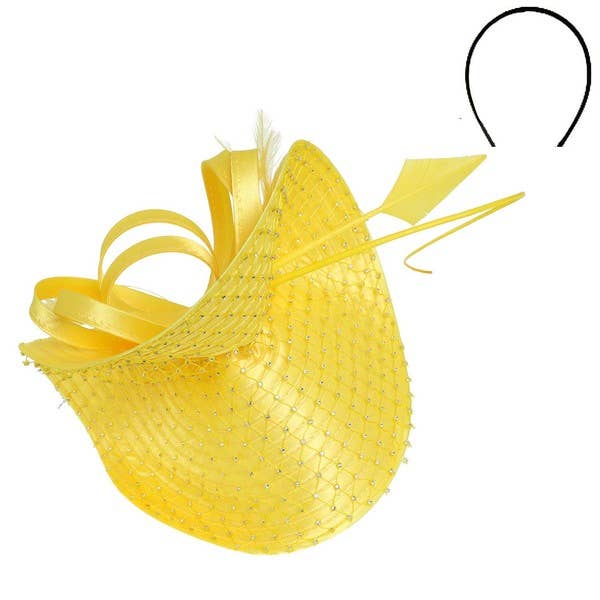 BRAID DERBY DAY CURVED FEATHER FASCINATOR RHINESTONES  6: Wh