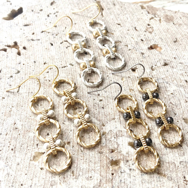 Handmade earrings matte metal  Boutique Jewelry Trending Now: Matte silver with matte gold accents