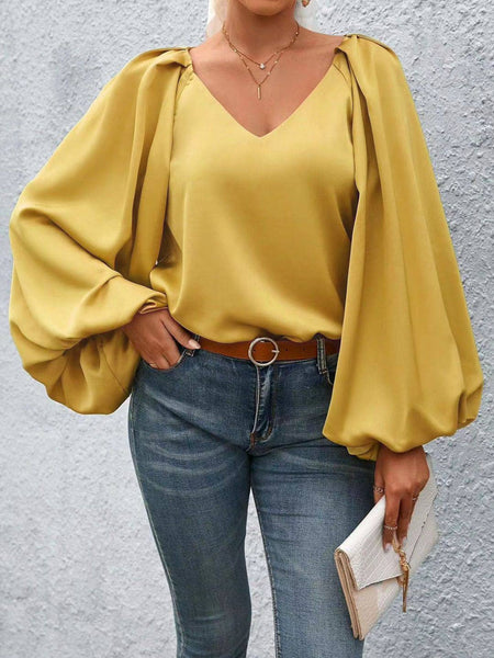 Lantern Sleeve Blouse: Cream / XL