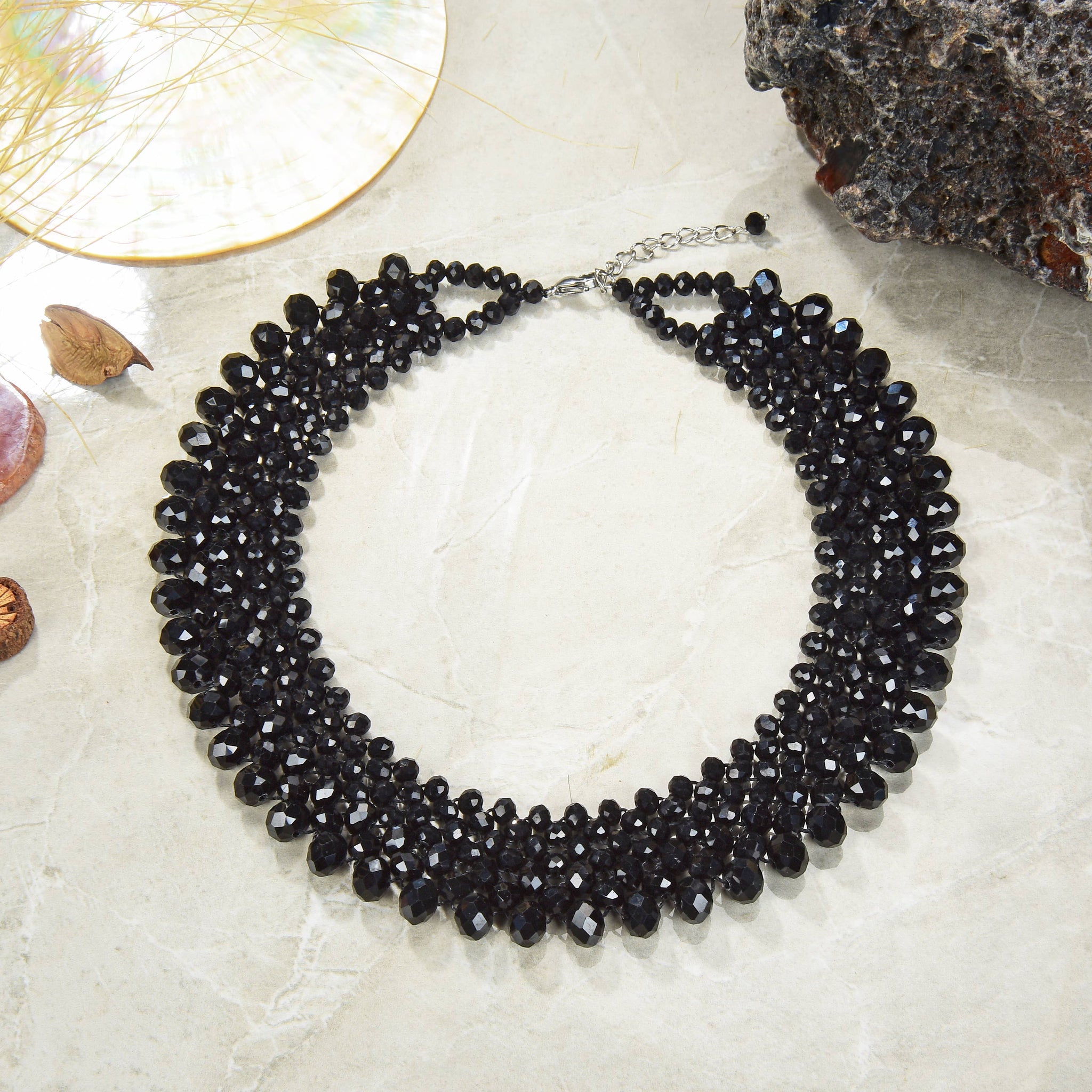 Crystal Statement Necklace: Jet Black