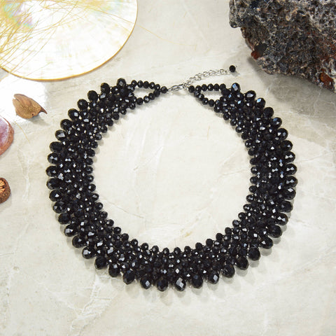 Crystal Statement Necklace: Jet Black