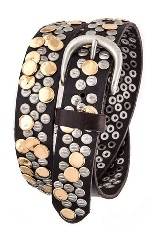 Button Stud Brown Leather Belt