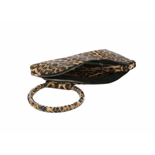HF Decorative Leopard Print Wristlet Clutch: Leopard, Tan