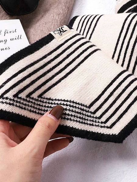 Split-Joint Striped Scarf: BLACK WHITE / One_size