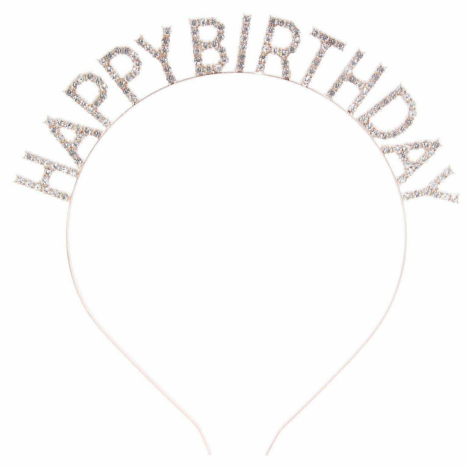 Happy Birthday Rhinestone Headband: Rose Gold-Clear