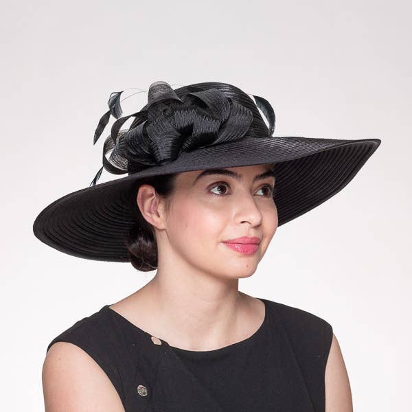 321883 | Color Satin Taffeta Off-The-Face Church Hat: BLACK