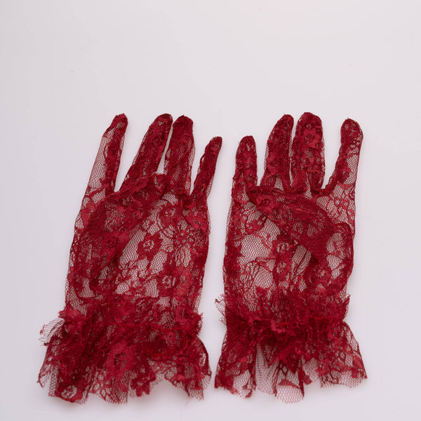 GLOVE-01 Wrist Length Lace Gloves: Black