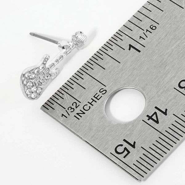 Crystal Stone Guitar Stud Earrings