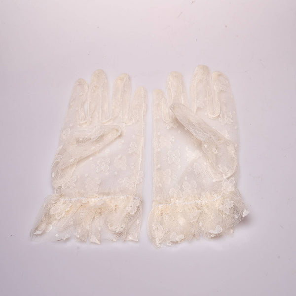GLOVE-01 Wrist Length Lace Gloves: Black