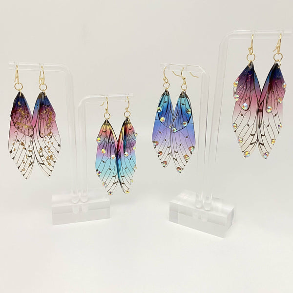 Gradient Cicada Wings Butterfly Wings Earrings: F