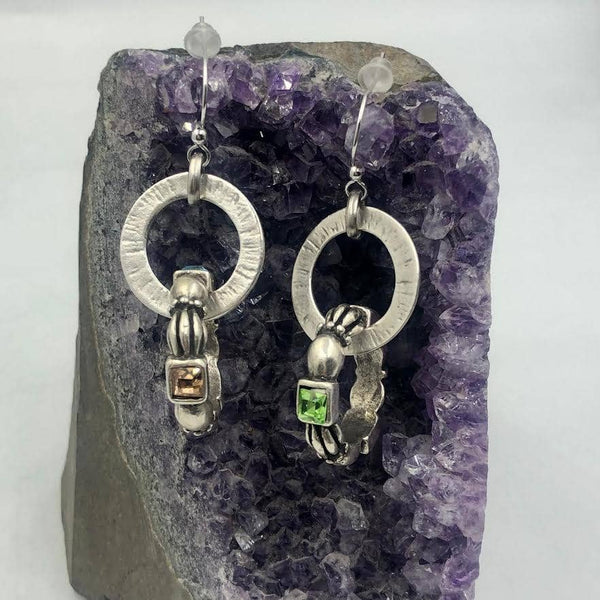 Halo Talisman Crystal Earrings: Smokey crystal
