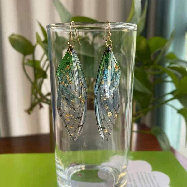 Gradient Cicada Wings Butterfly Wings Earrings: F