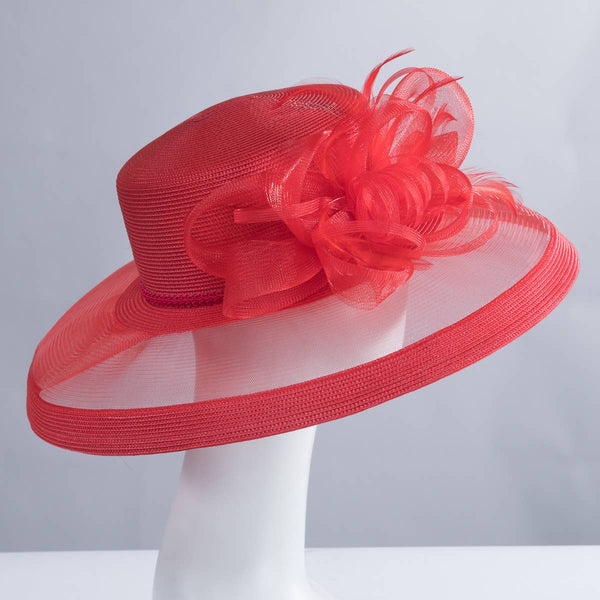 301886 Ribbon Bow Crinoline Brim Poly Straw Hats: PP / NAVY