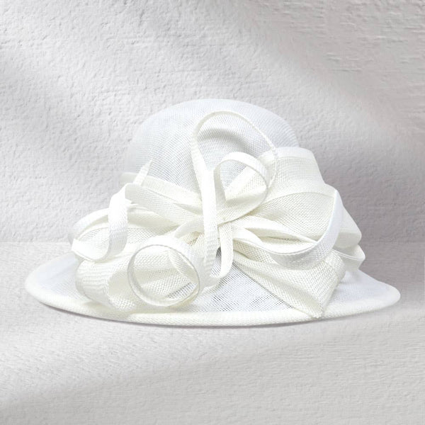 Two Tone Bow Accent Elegant Sinamay Dressy Hat: Beige,Brown