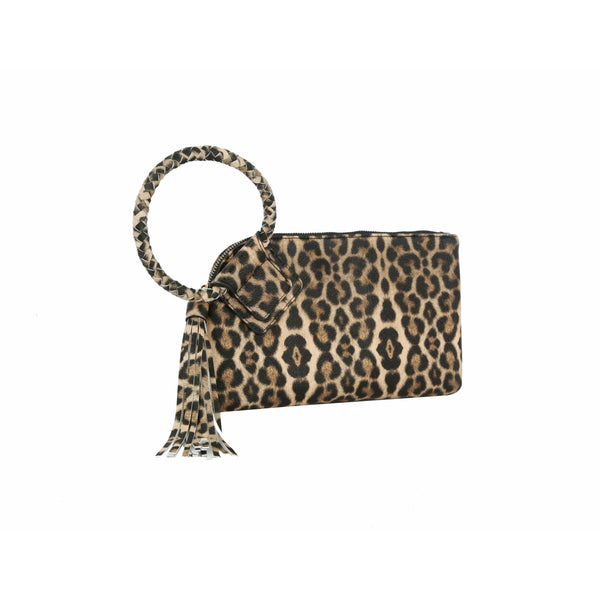HF Decorative Leopard Print Wristlet Clutch: Leopard, Tan