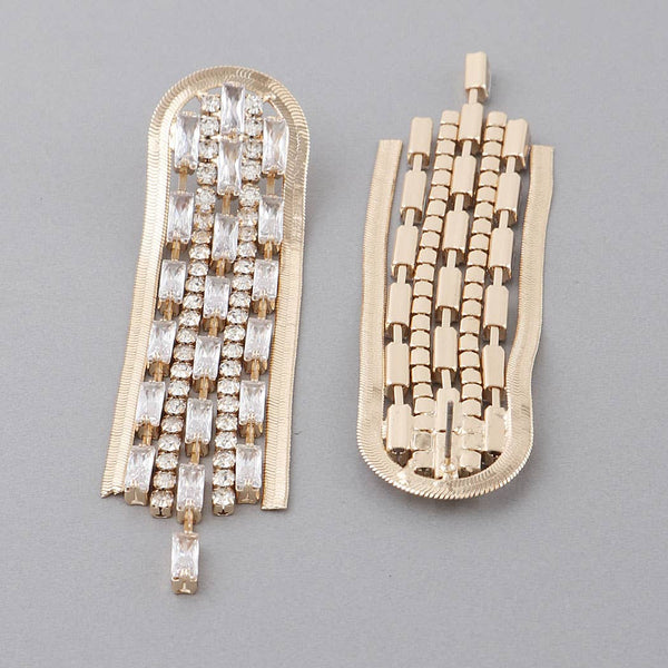 Jewel Crystal Frame Drop Earrings: Gold Clear