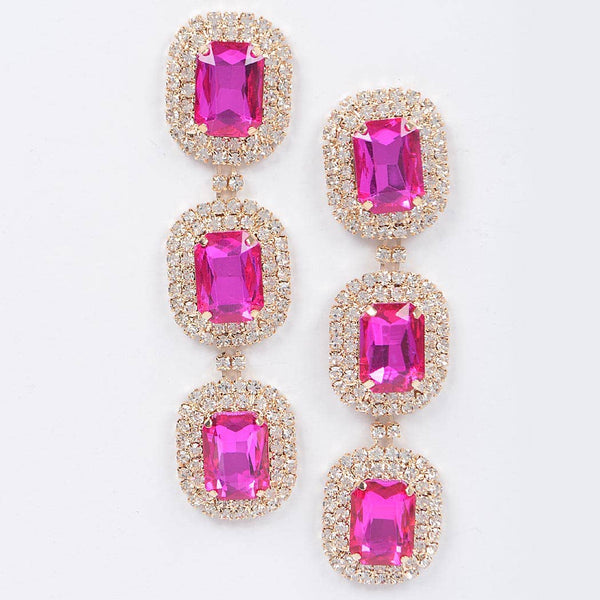 Rhinestone Dangle Earring: Silver