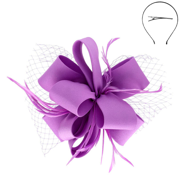 Feathered Loopy Sinamay Fascinator : Grey