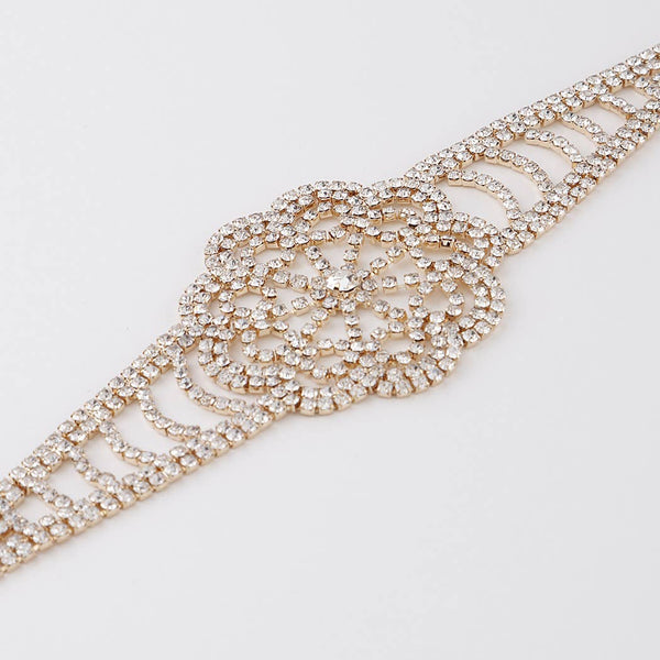 Jeweled Flower Choker Necklace: Gold Clear