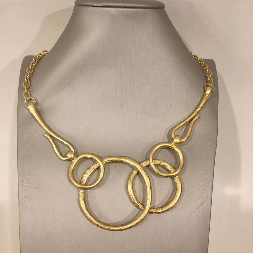 2V8G  Modern, abstract necklace pewter, gold plated