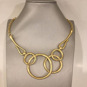 2V8G  Modern, abstract necklace pewter, gold plated