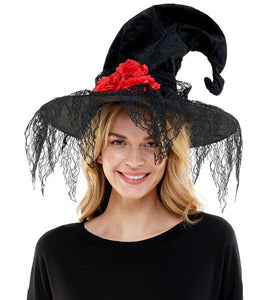 Black Roses Lace Witch Hat