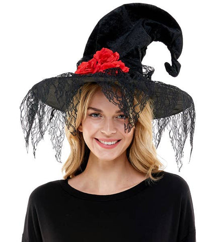 Black Roses Lace Witch Hat