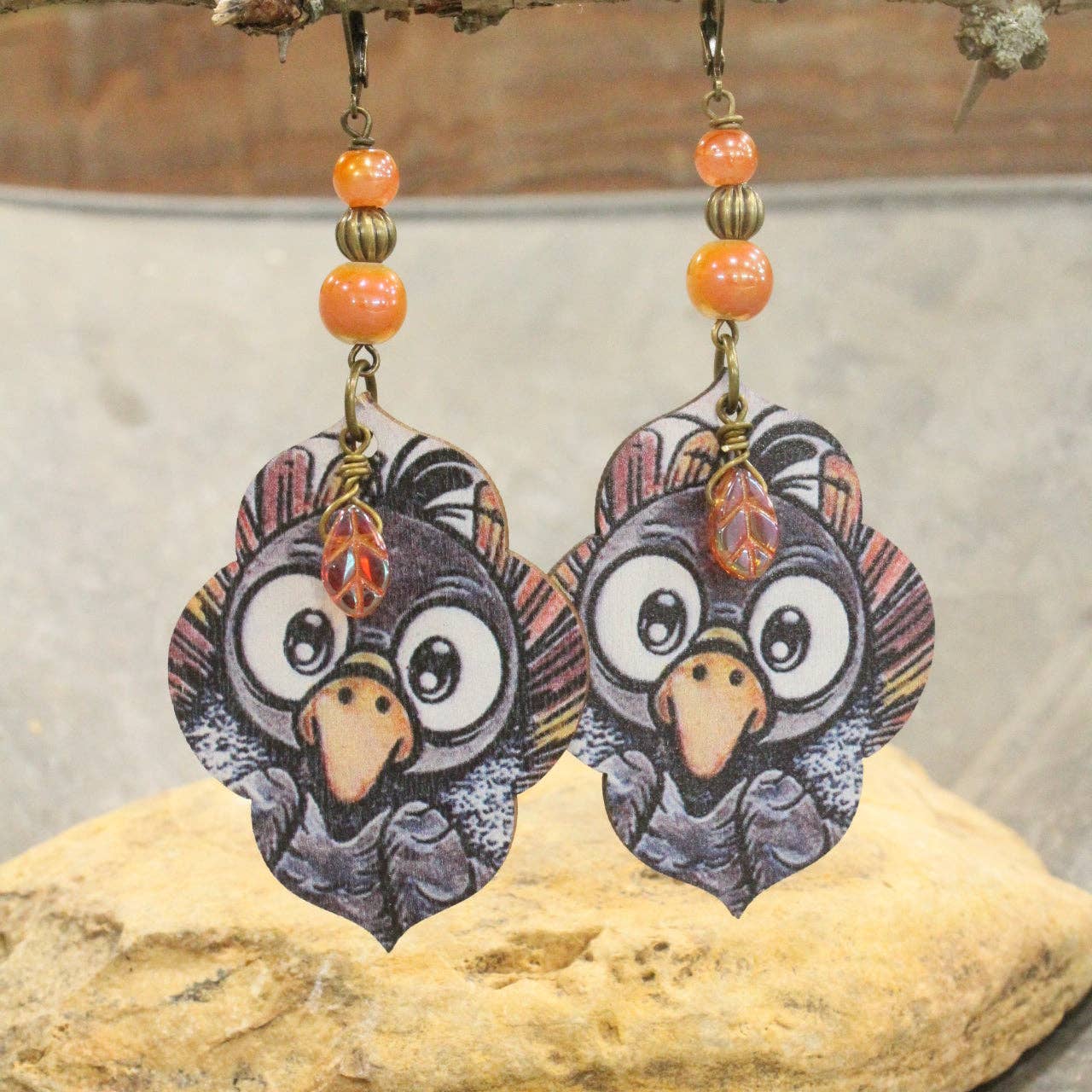 Fall Leaves & A Turkey Earrings