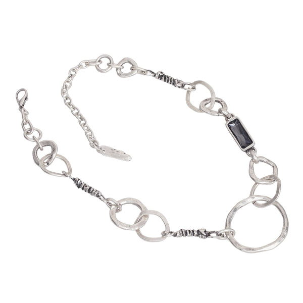 Handmade Crystal Pewter Necklace - 3985