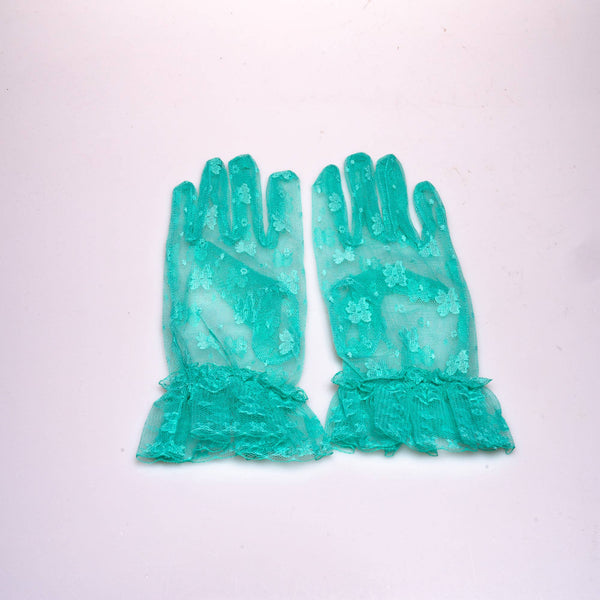 GLOVE-01 Wrist Length Lace Gloves: Black