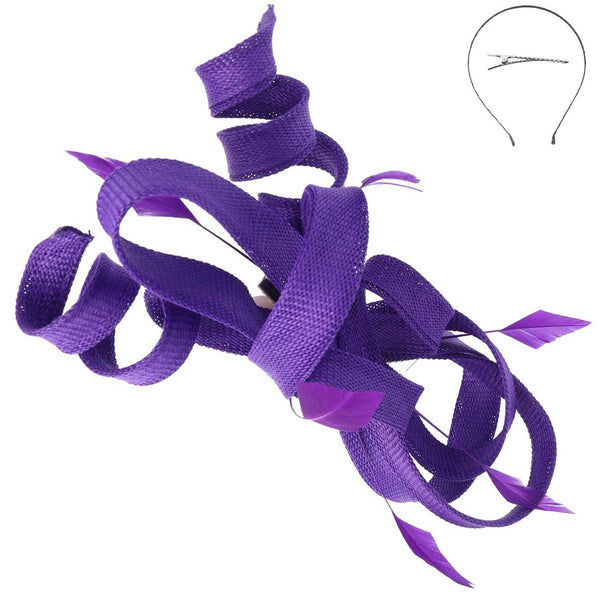 3-Piece Flax Fabric Fascinator Headband and Clip: Black