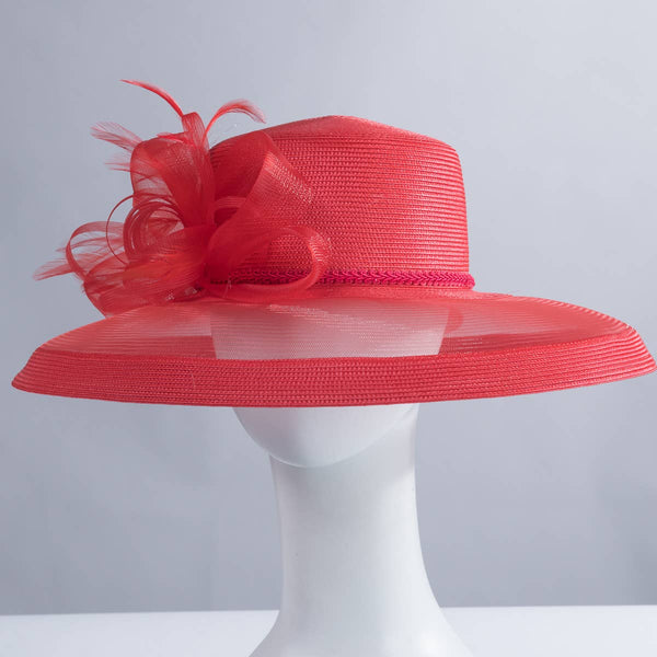 301886 Ribbon Bow Crinoline Brim Poly Straw Hats: PP / NAVY
