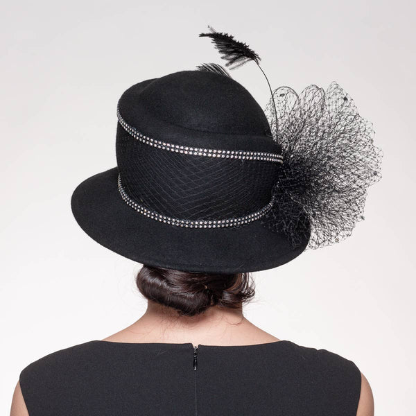 400769 Wool Felt Tear Drop Crown Hat: MINK / BROWN / Felt