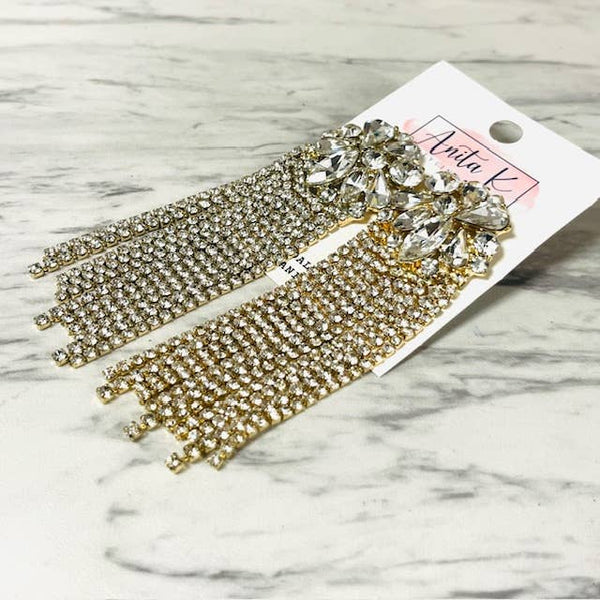 Crystal Waterfall Chandelier Statement Earring