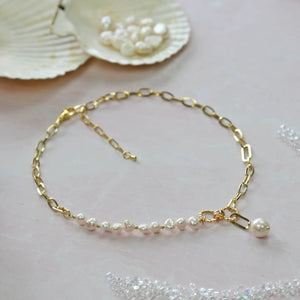 Cultured Pearl Link Chain Necklace