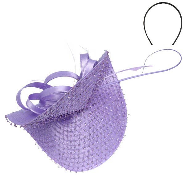 BRAID DERBY DAY CURVED FEATHER FASCINATOR RHINESTONES  6: Wh
