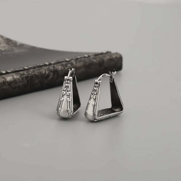 Boho Earrings , Women Unique Silver Hoop Earrings