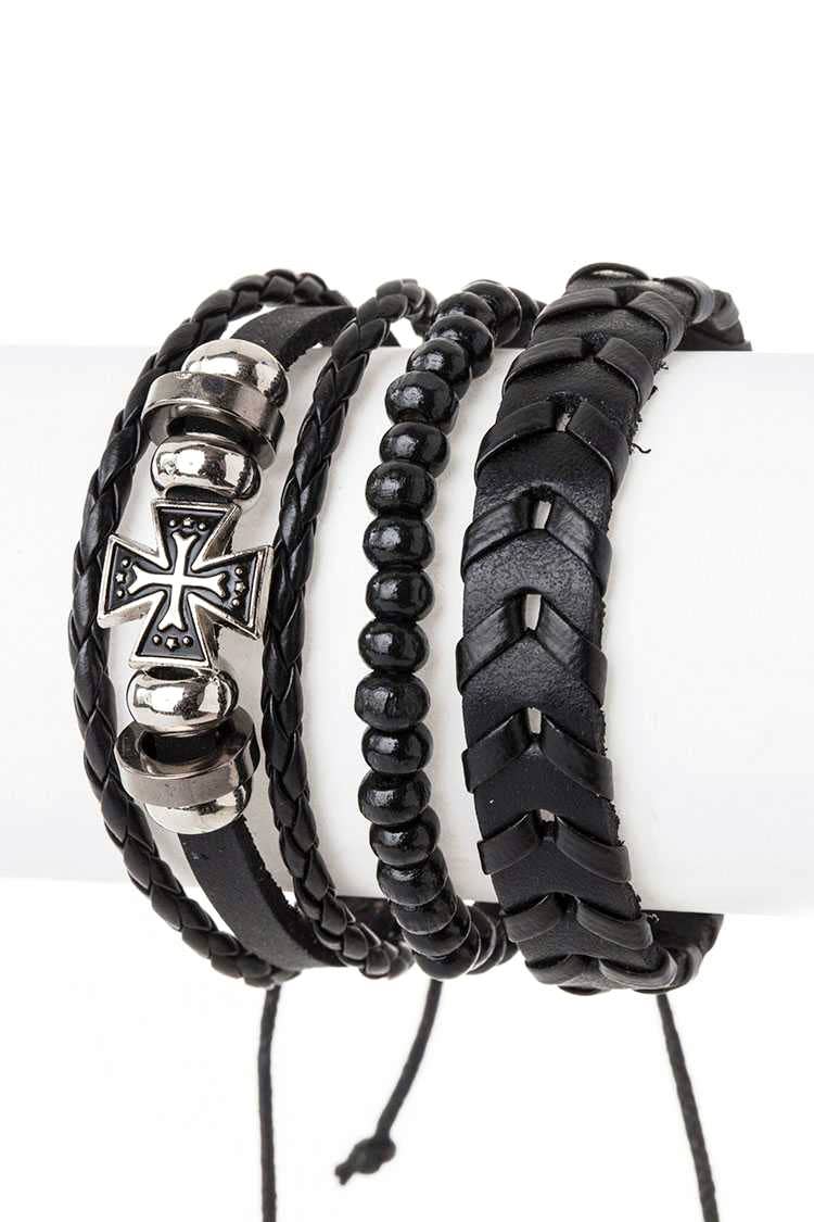 Leather Cross Set Bracelet