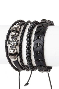 Leather Cross Set Bracelet