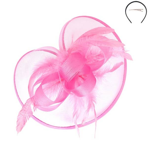 RIBBON MESH FASCINATOR HEADBAND CLIP HTH2718: Iv