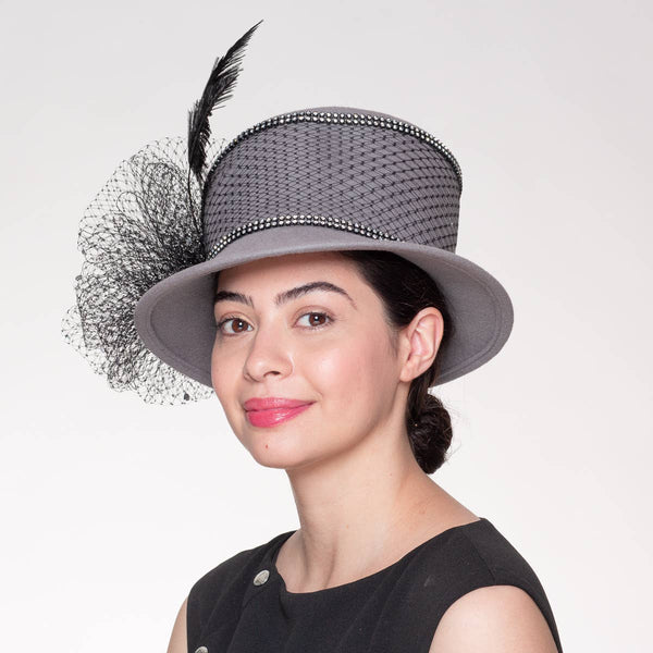 400769 Wool Felt Tear Drop Crown Hat: MINK / BROWN / Felt