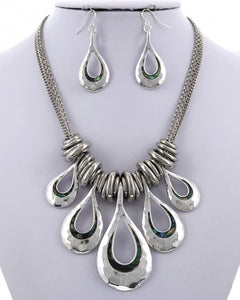 Abalone Hammered Necklace Set